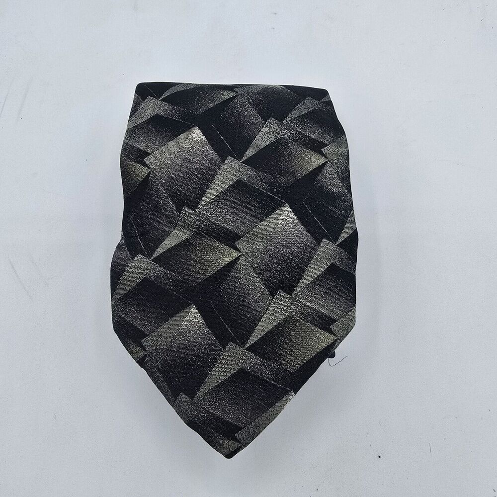 Necktie Mens Vintage Essante Tie 60" Length 4.0" Width Grey Silver Tie 100% Silk